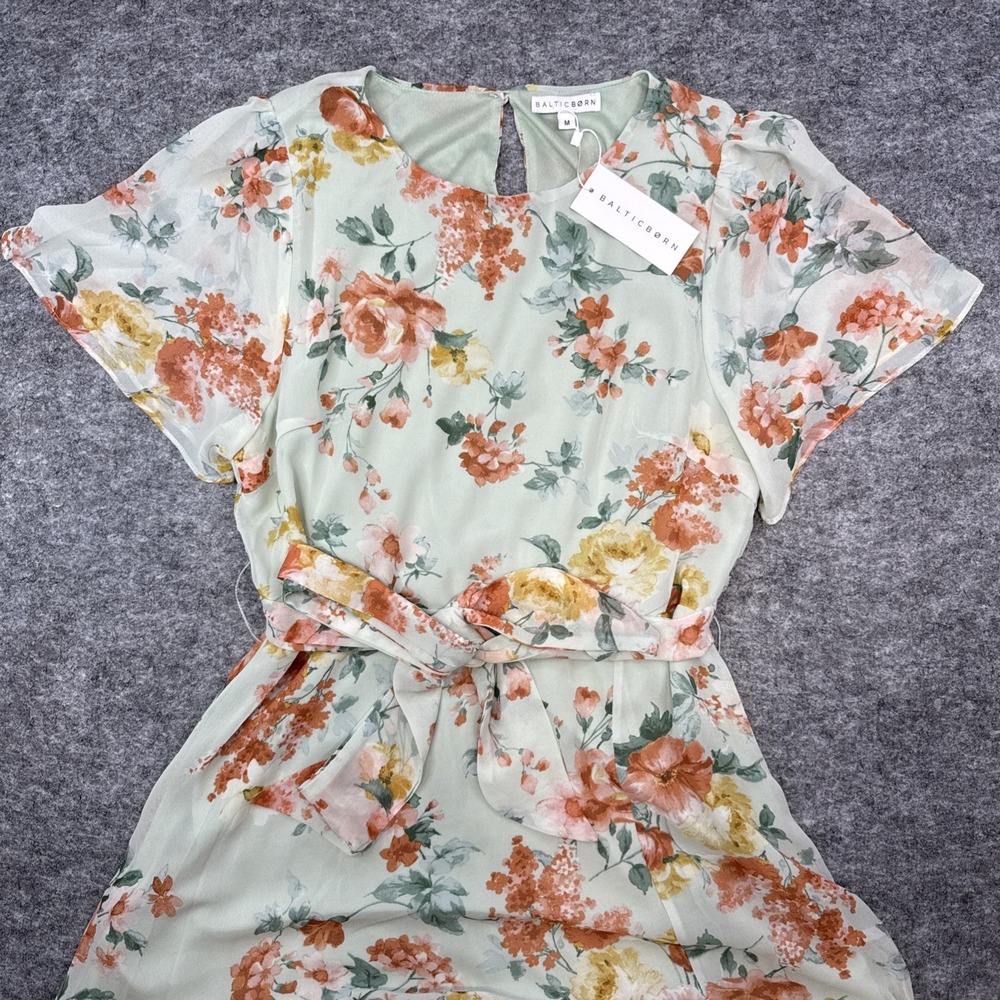 NEW Baltic Born Naomi maxi dress women's medium sage floral slit wedding guest